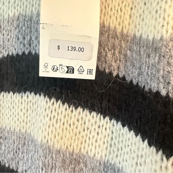 New Zara $139 Steven Meisel Striped Oversized Alpaca Blend Sweater 6693/350 XS M - Picture 10 of 10